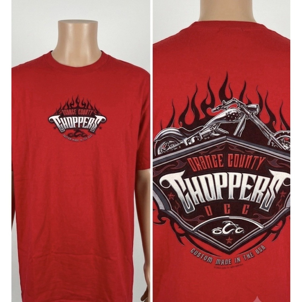 Vintage 2004 Orange County Choppers Motorcycle Biker Flames Shirt Men's XXL 2XL